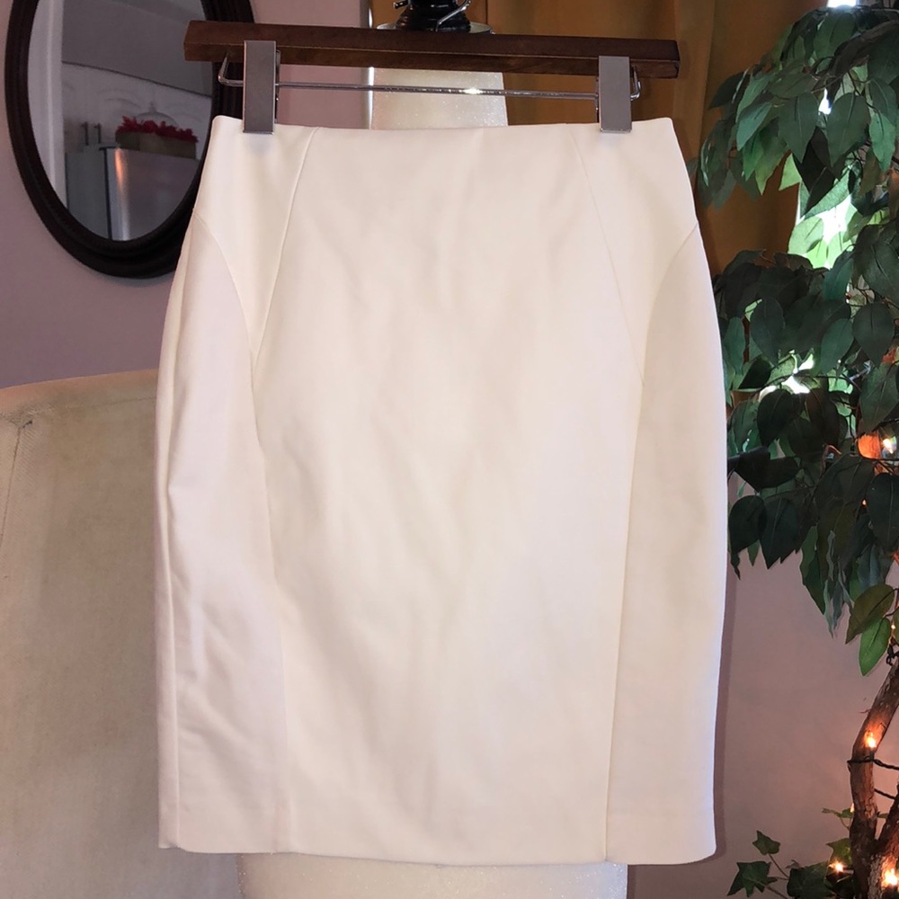 Faux Leather Cream Color Pencil Skirt